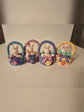 Easter Bunny Baskets Figurines